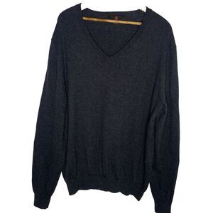 EGARA Sweater Cashmere Blend V Neck Long Sleeve Lightweight Mens XXL Gray Cotton